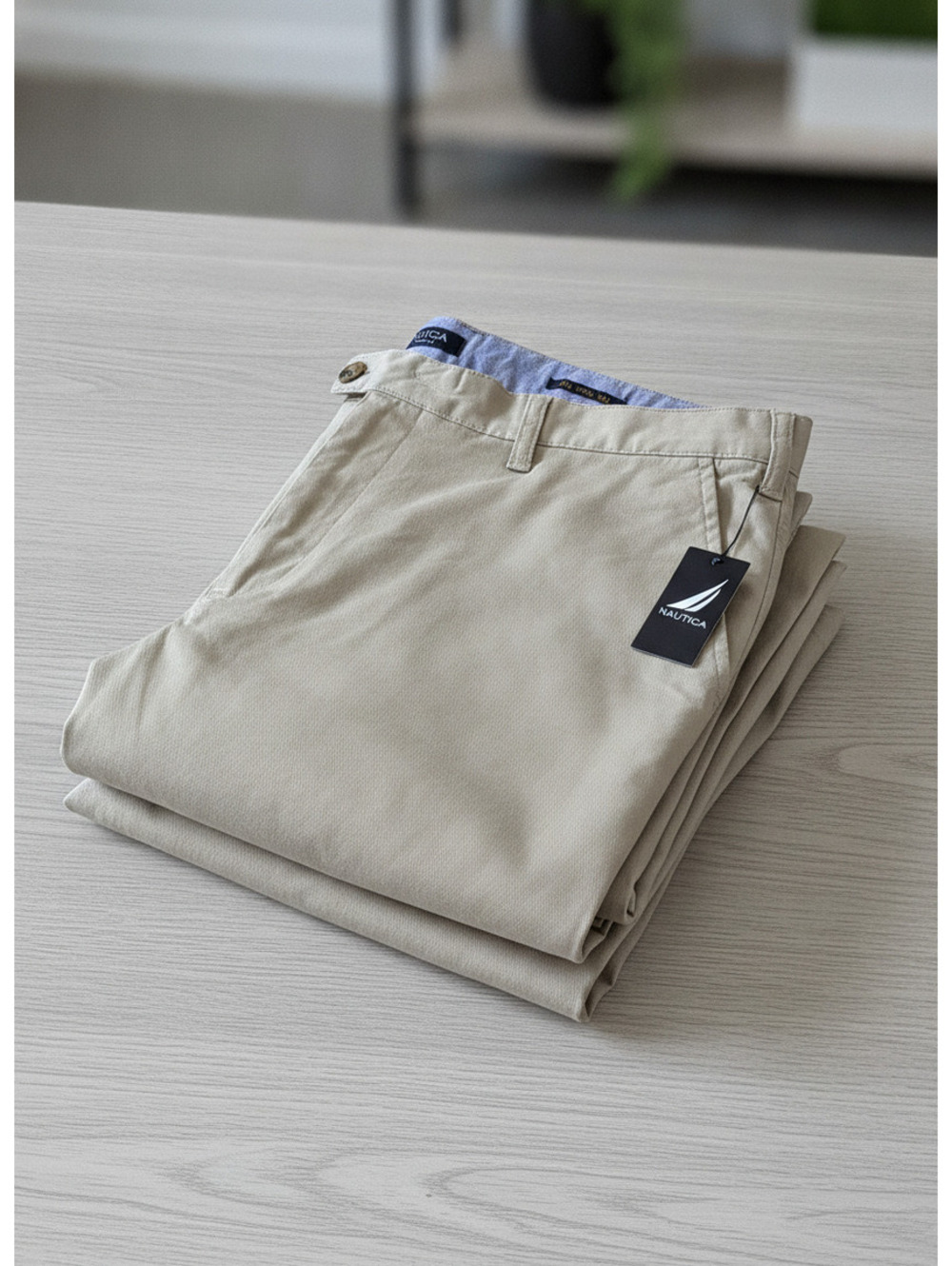 NWT Nautica Mens 40x32 Beacon Pant Tailored Fit Khaki Chino Pants Beige W40 L32